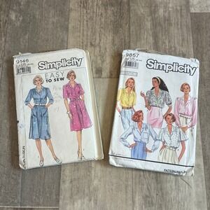 Vintage Simplicity Sewing Patterns Lot 9146 9857 Size 16-24 Shirt Dress Blouse